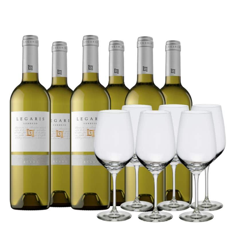 6 Legaris Verdejo + 6 glasses