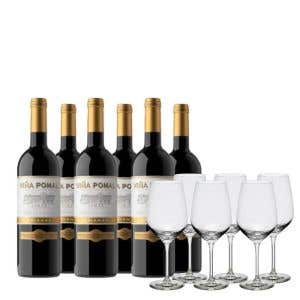 6 Viña Pomal Crianza Centenario + 6 glasses