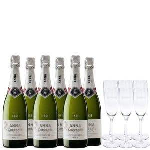 Pack 6 Anna Brut cava + 6 Codorníu glasses