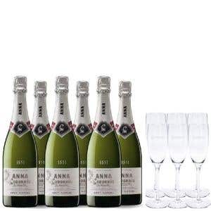 Pack 6 cavas Anna Brut Nature + 6 copas Codorníu