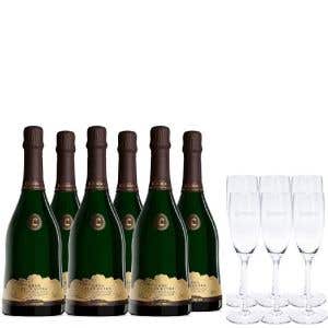 Pack 6 Codorníu Gran Plus Ultra Brut Nature + 6 Codorníu glasses