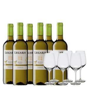 Pack 6 Legaris Verdejo + 6 copas