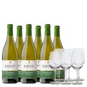 6 Raimat Chardonnay + 6 glasses