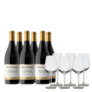 6 Viña Pomal Reserva Centenario 2016 + 6 glasses